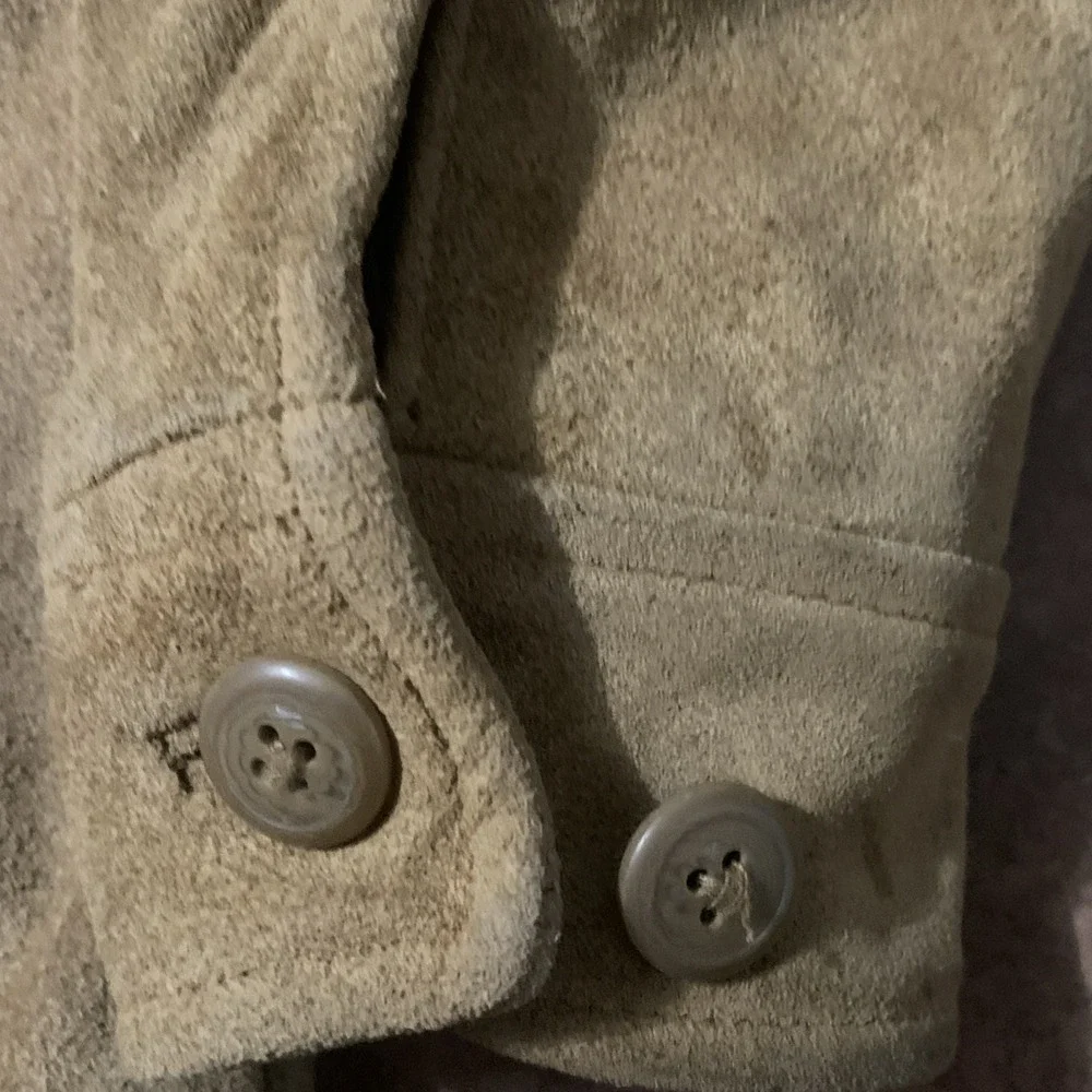 VTG GAP S (5-6) Kids Jacket 100% Cow Suede‎ Harrington Camel Brown Pockets